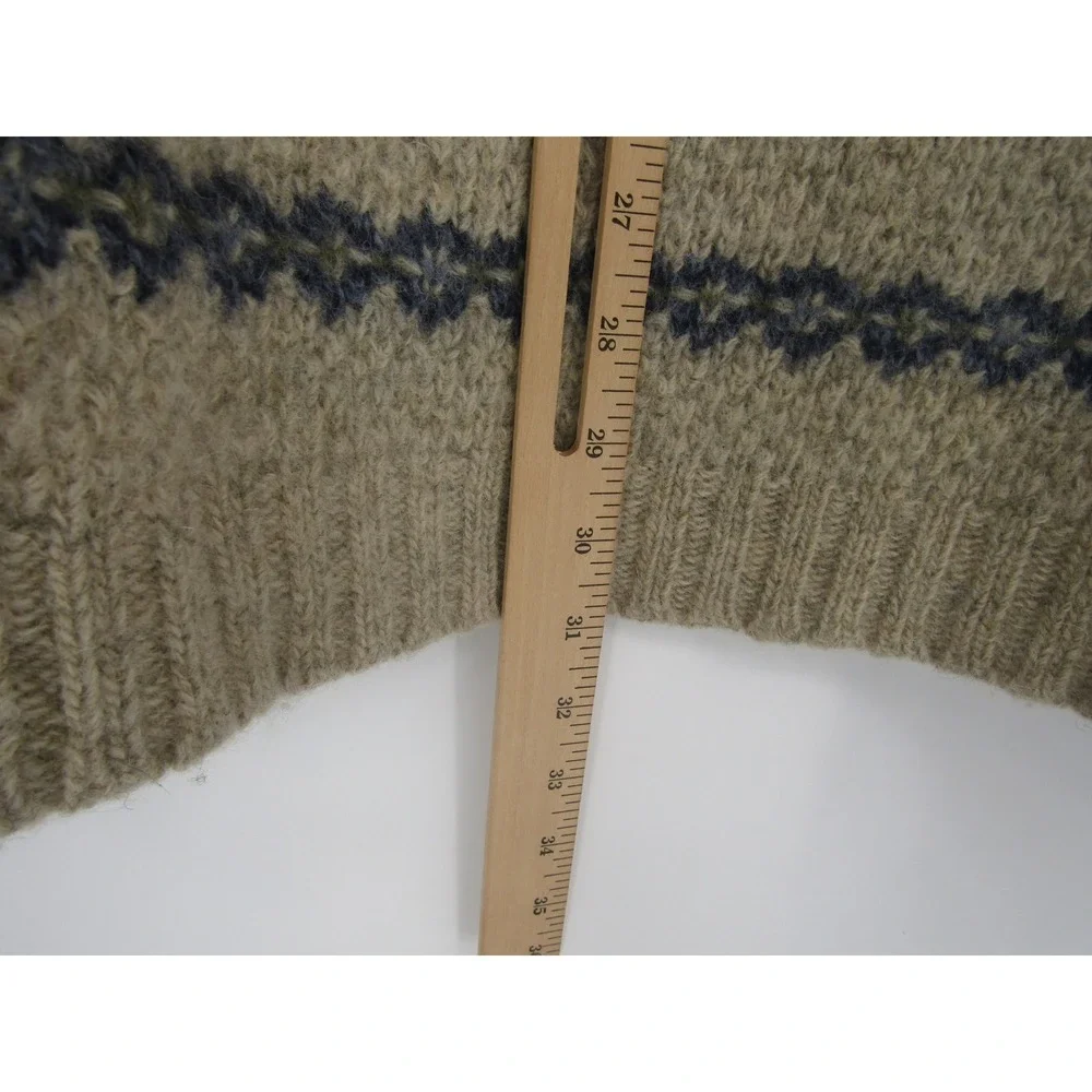 Eddie Bauer Sweater Mens XL Beige Wool Heritage Fair Isle Nordic Crew Neck